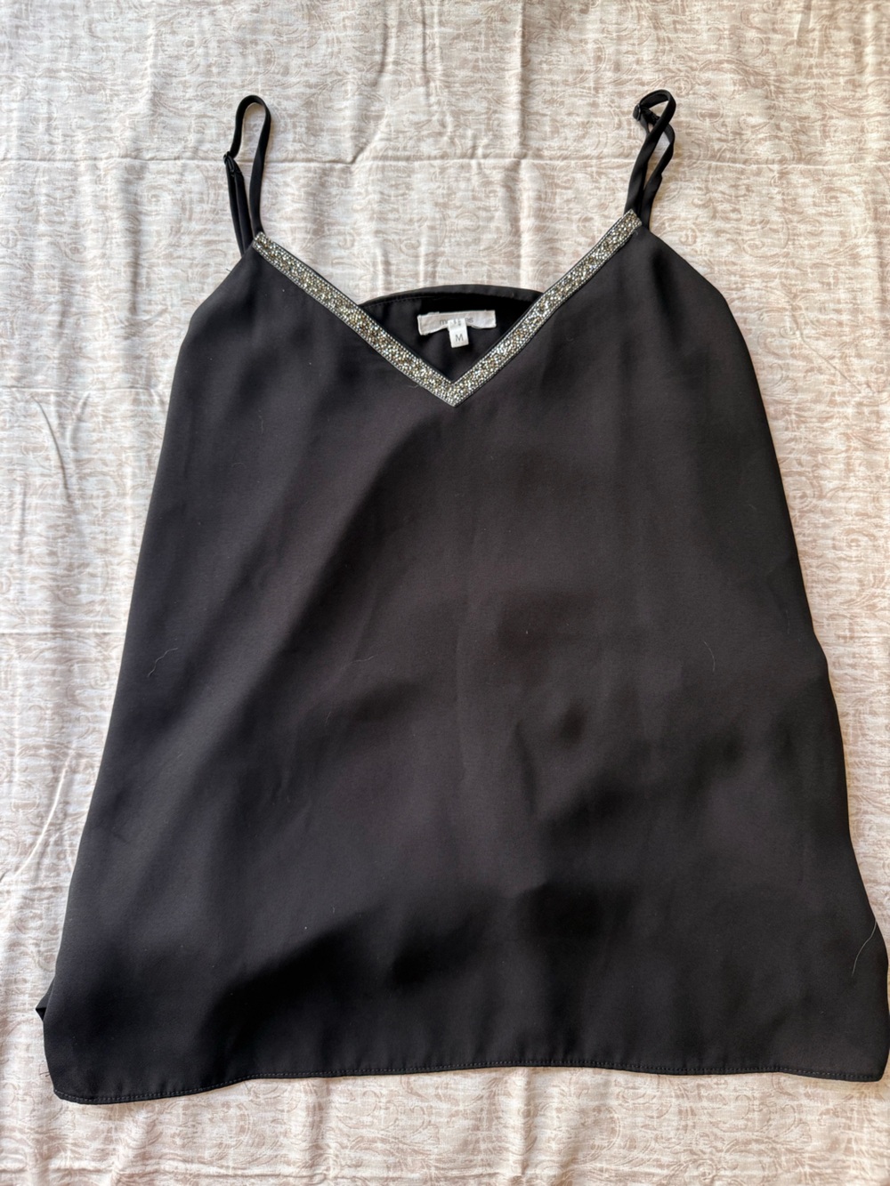 Maurices Black Camisole with Sparkle V-Neck Trim